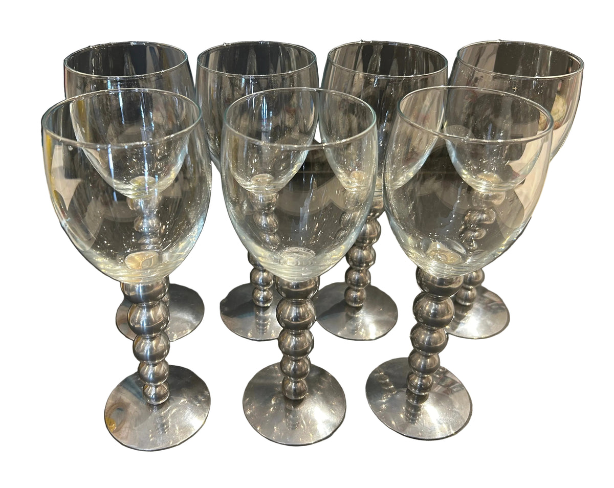 set metal stem wine glasses