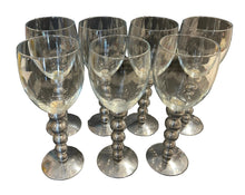 Load image into Gallery viewer, set metal stem wine glasses