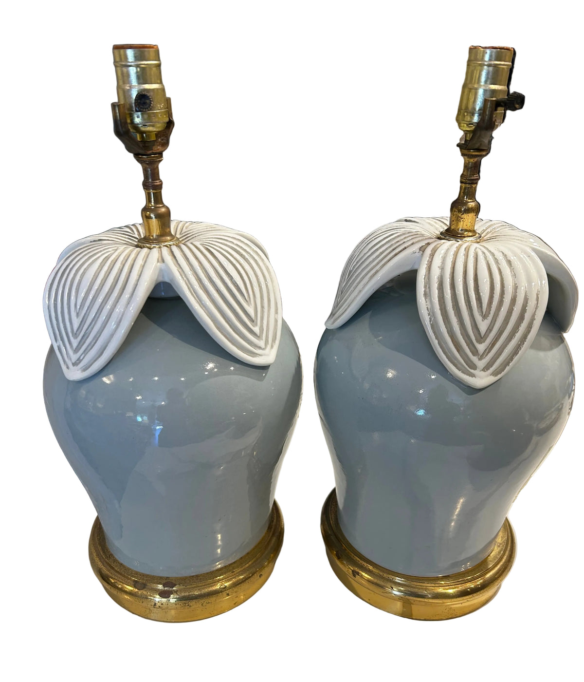pair of vintage blue lamps