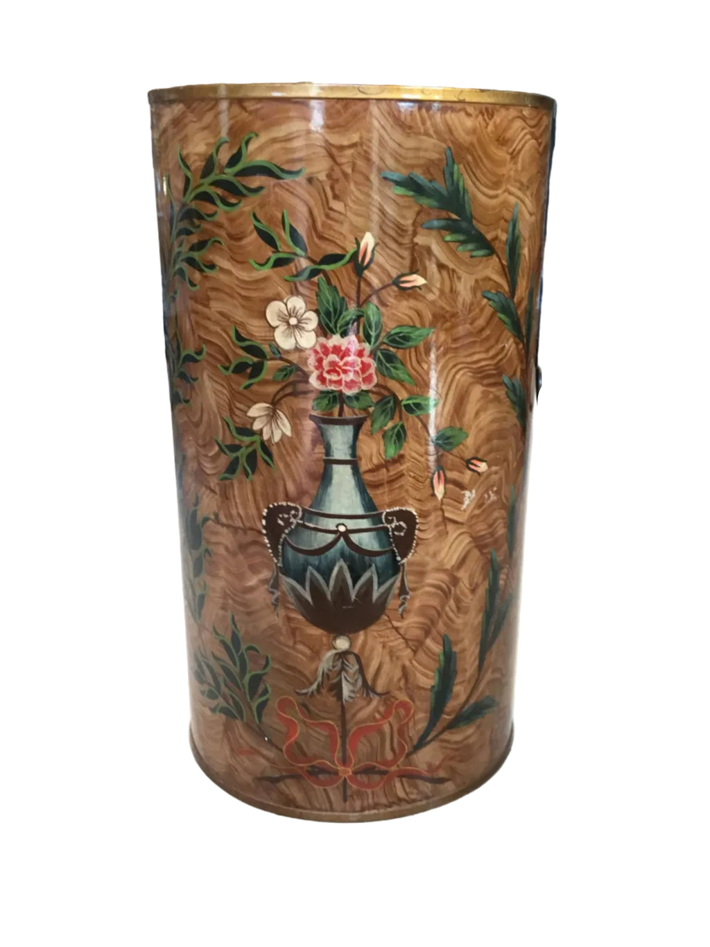 brown floral metal umbrella stand