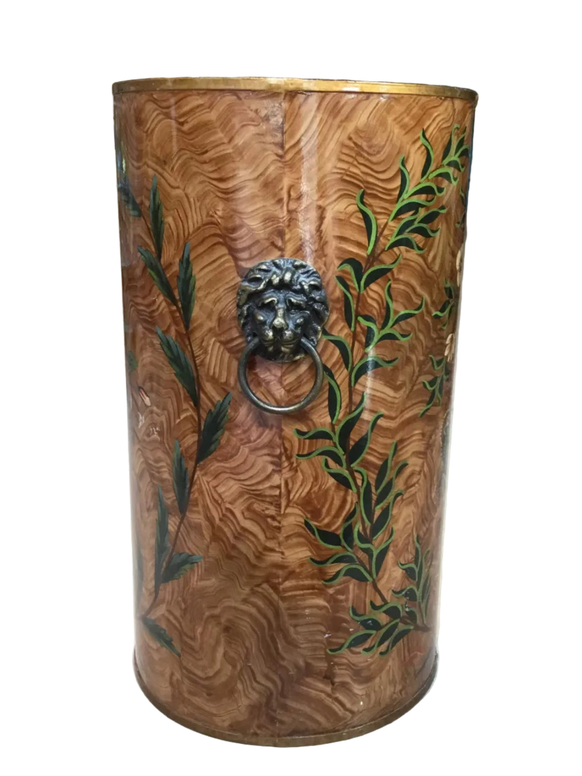 brown floral metal umbrella stand