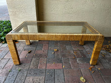 Load image into Gallery viewer, rattan and glass coffee table