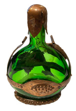 Load image into Gallery viewer, green glass and copper decanter