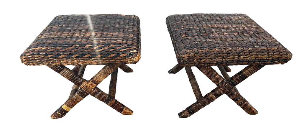 pair water hyacinth stools