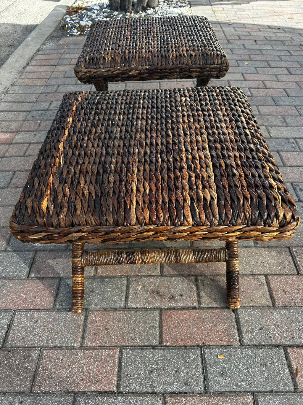pair water hyacinth stools