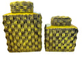 pair of ceramic woven canisters