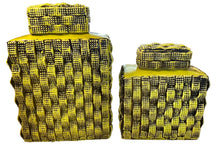 Load image into Gallery viewer, pair of ceramic woven canisters