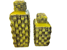 Load image into Gallery viewer, pair of ceramic woven canisters