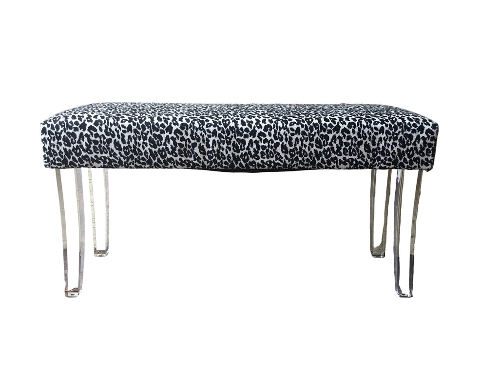 leopard print fabric accent bench