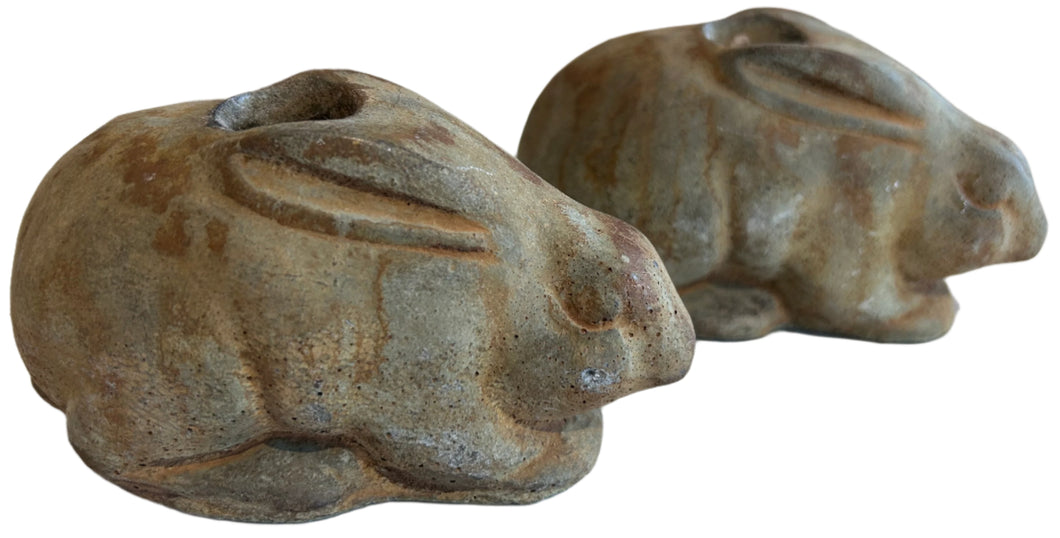 stone rabbit taper holders