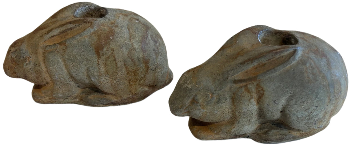 stone rabbit taper holders