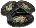black dish with grape motif