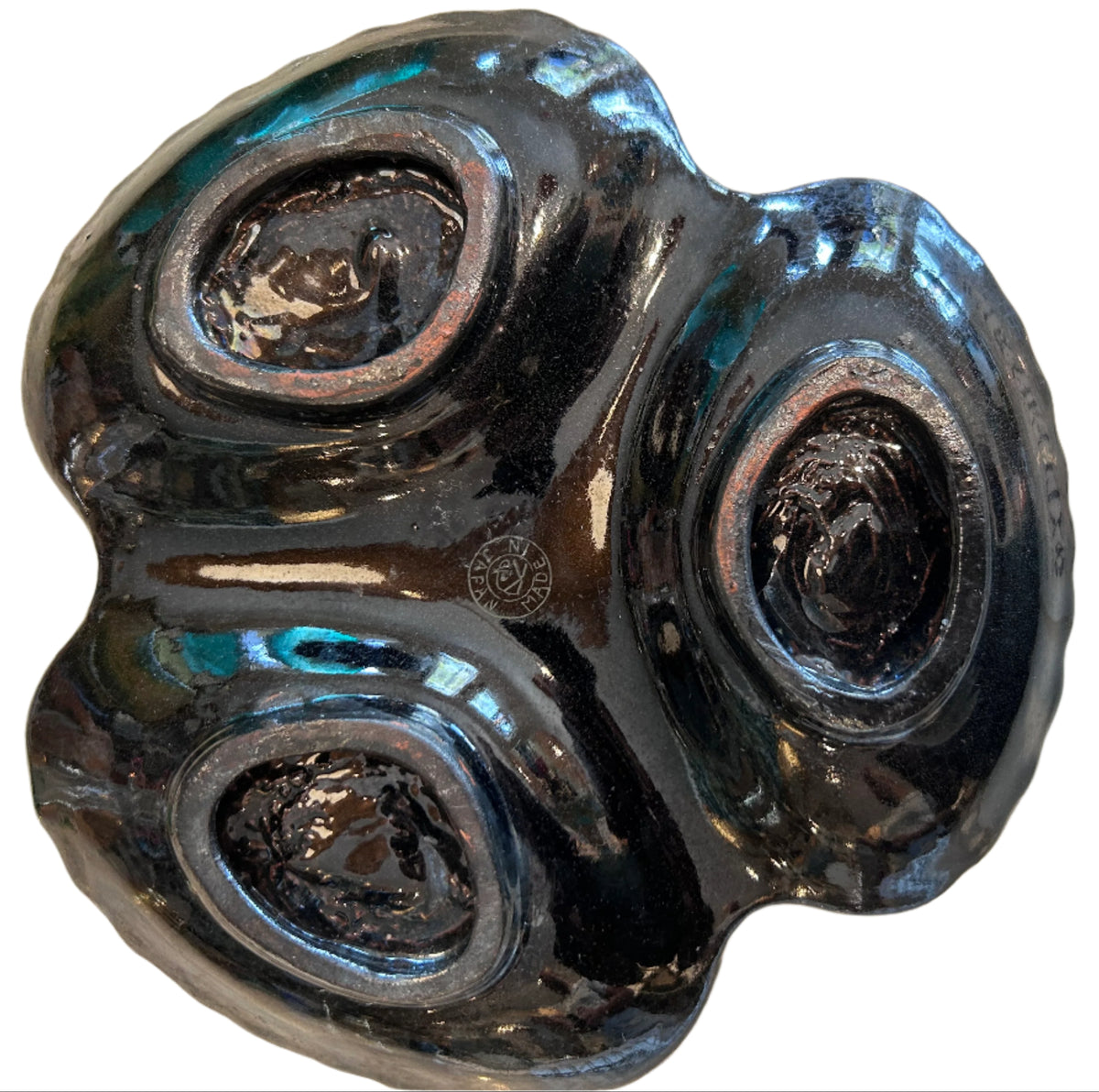 black dish with grape motif