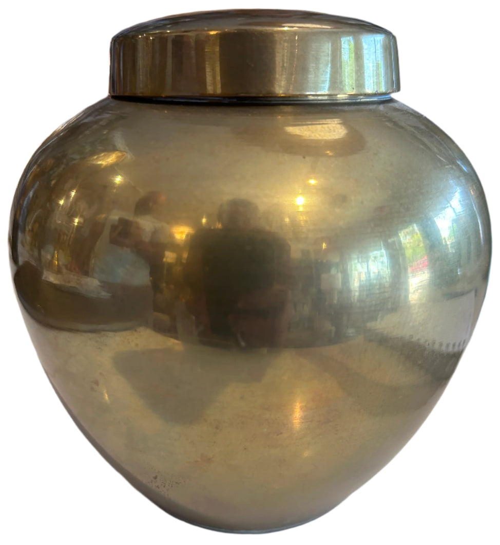brass ginger jar with lid