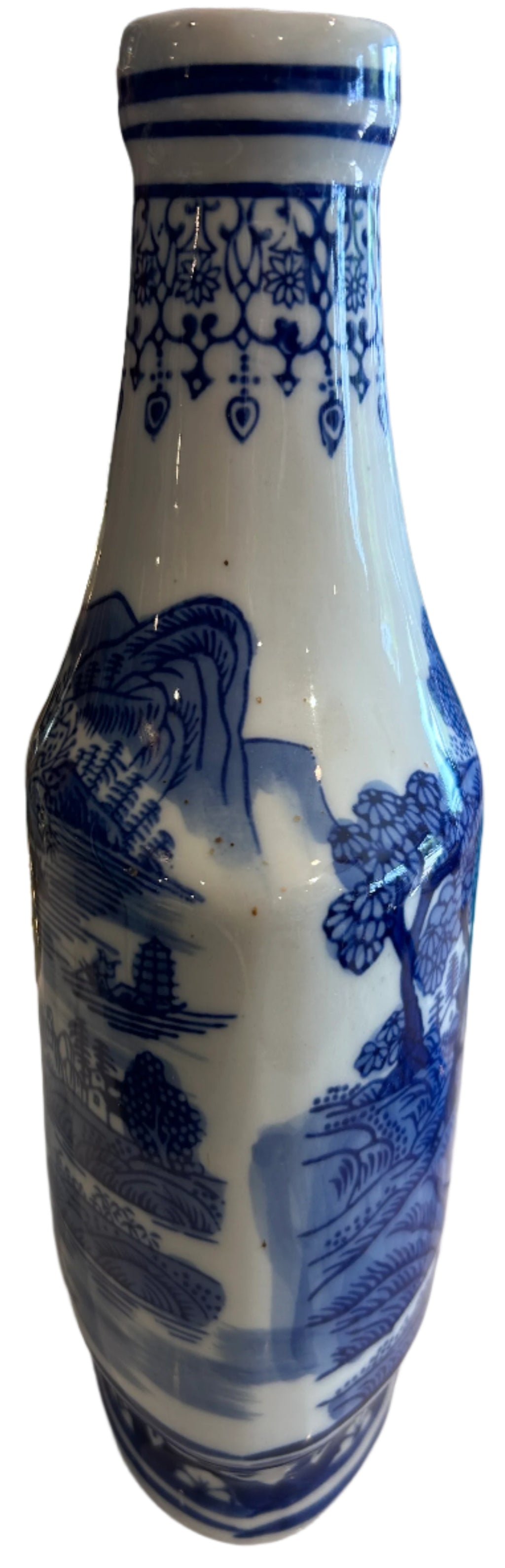 blue & white porclean vase narrow neck