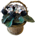 1970s metalwork enamel flower basket metal