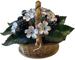 1970s metalwork enamel flower basket metal