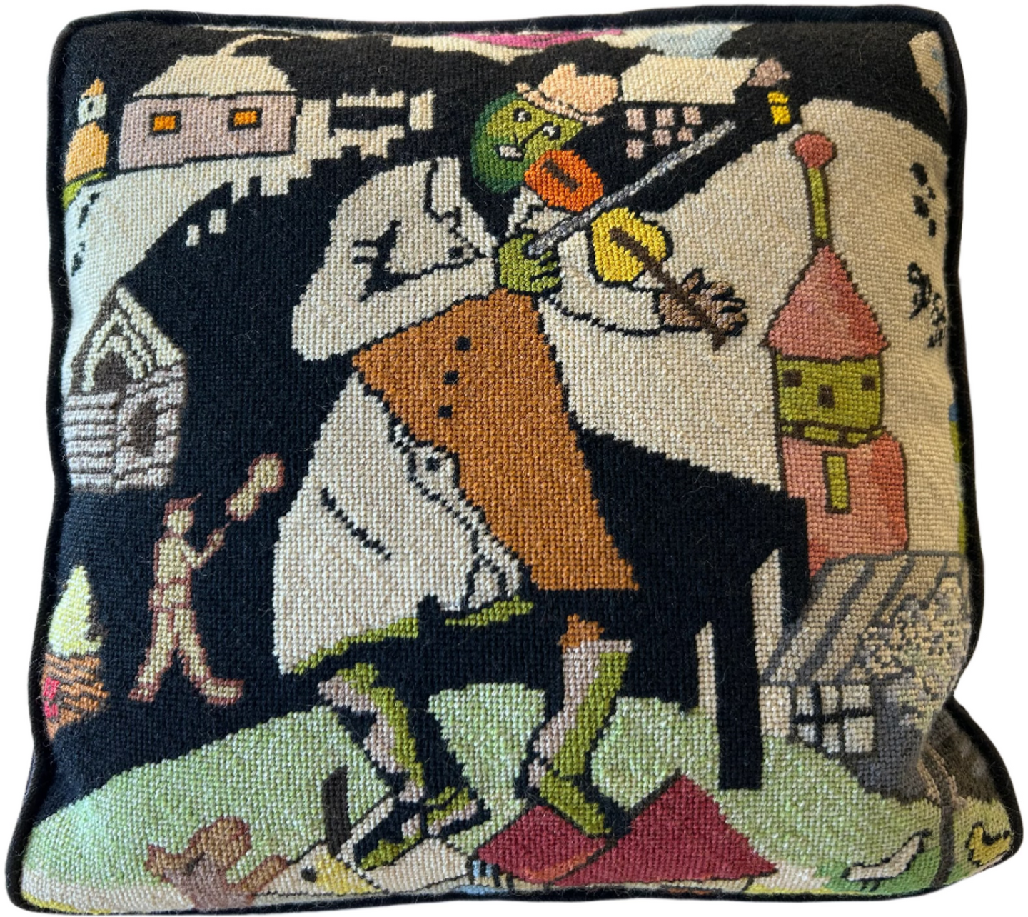 needle point fiddler on roof pillow