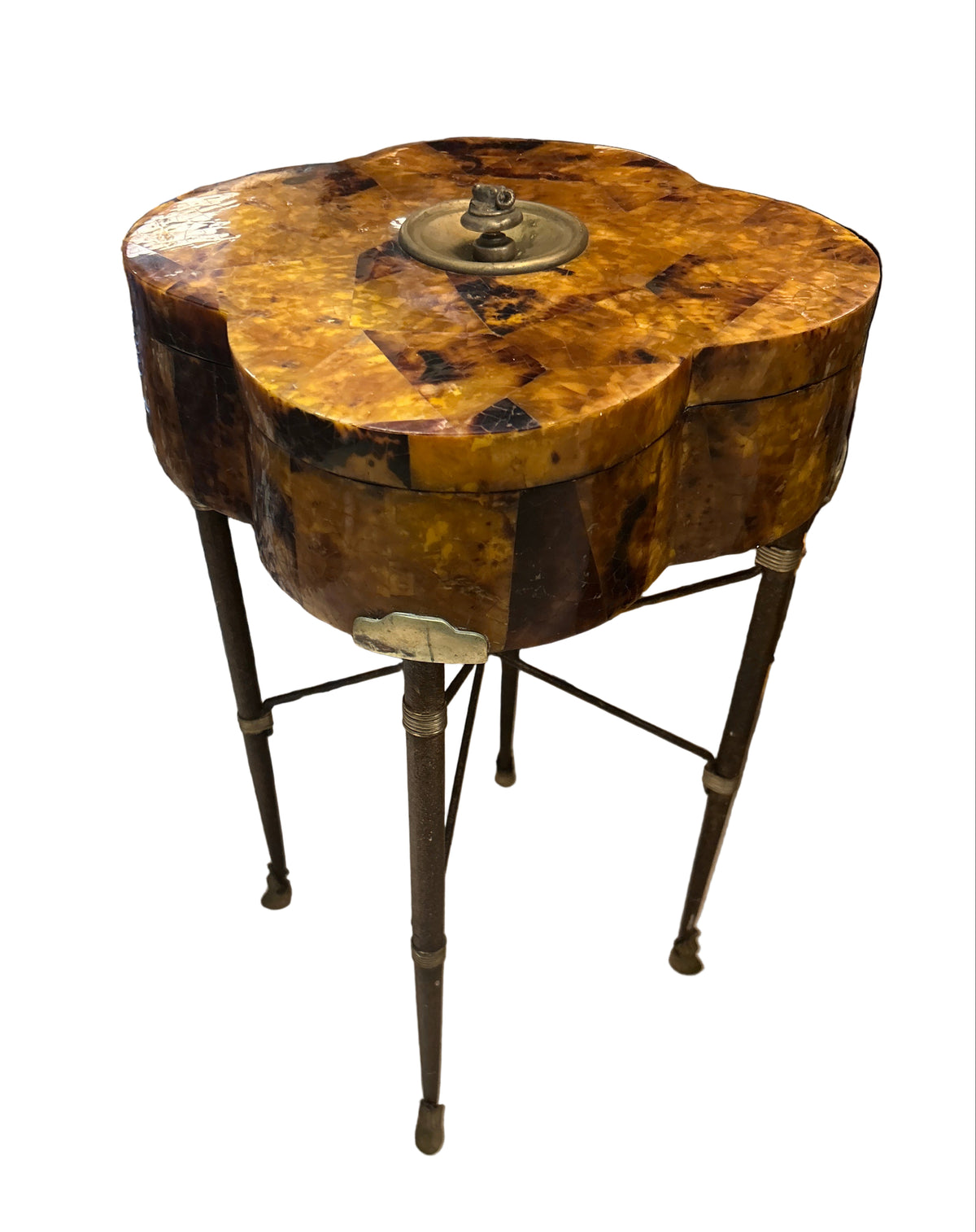 vintage regency tessellated horn lidded box side table
