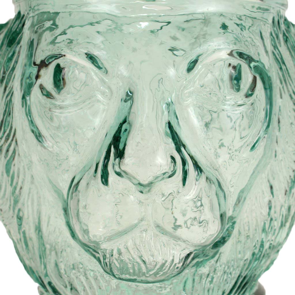 antique glass lion head jar
