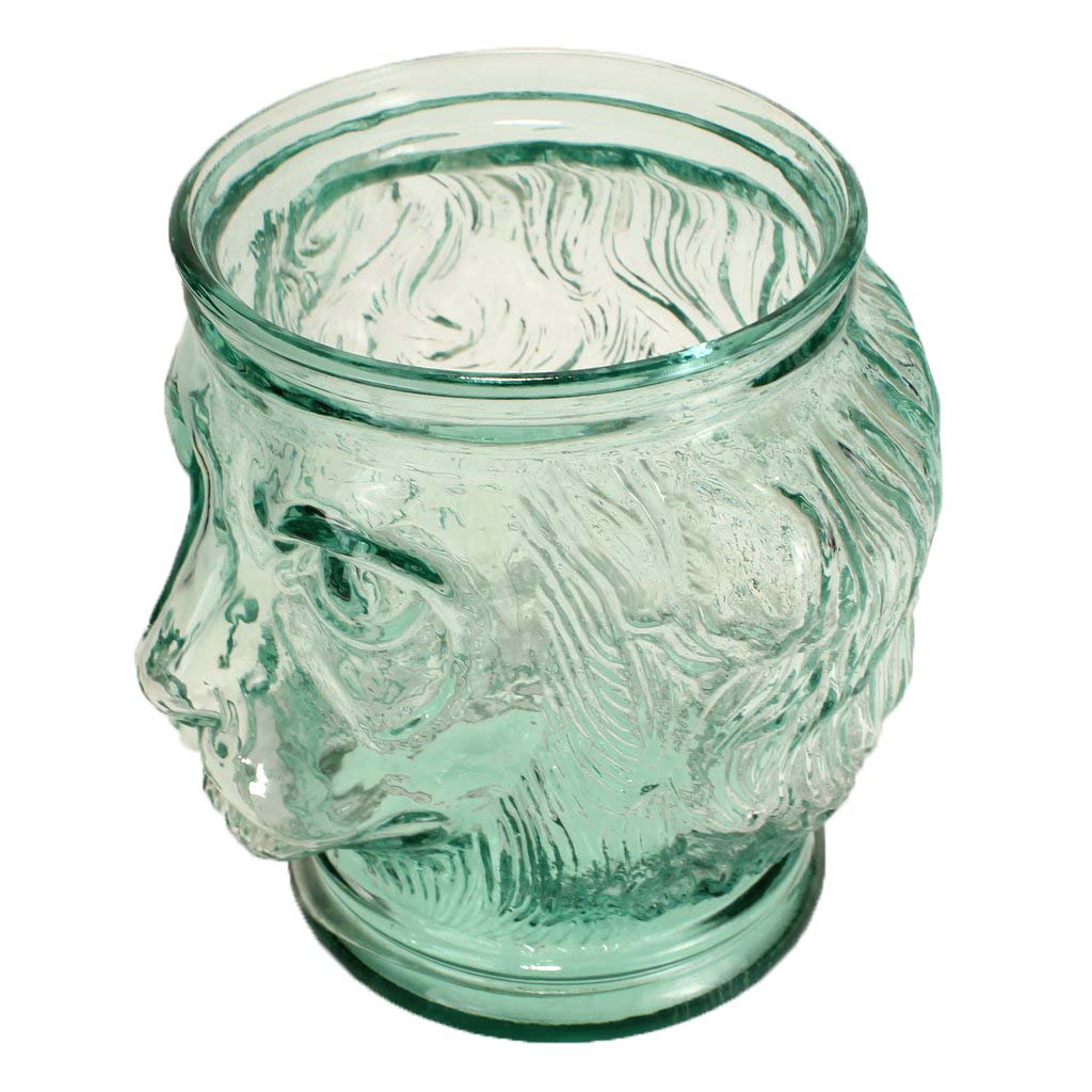 antique glass lion head jar