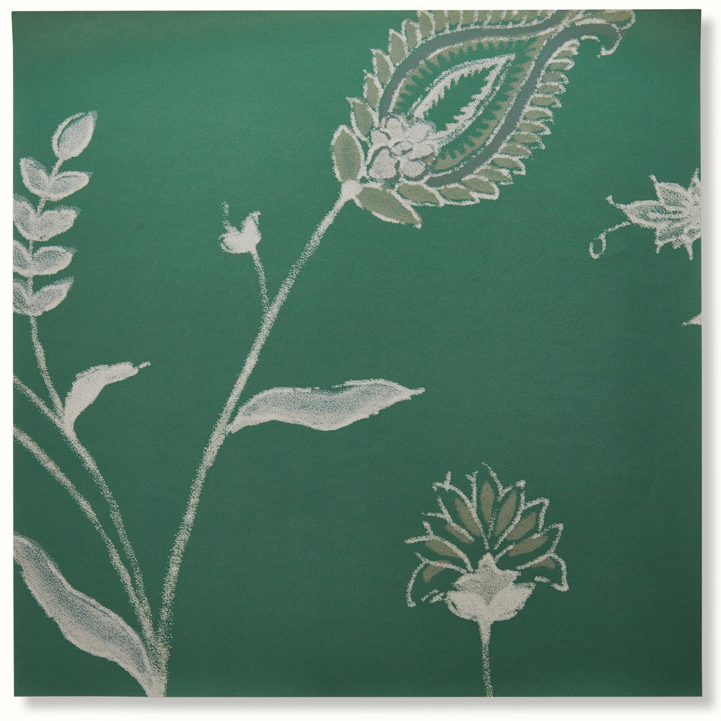 Indian Chintz Wallpaper by Peter Dunham - White on Powder Blue