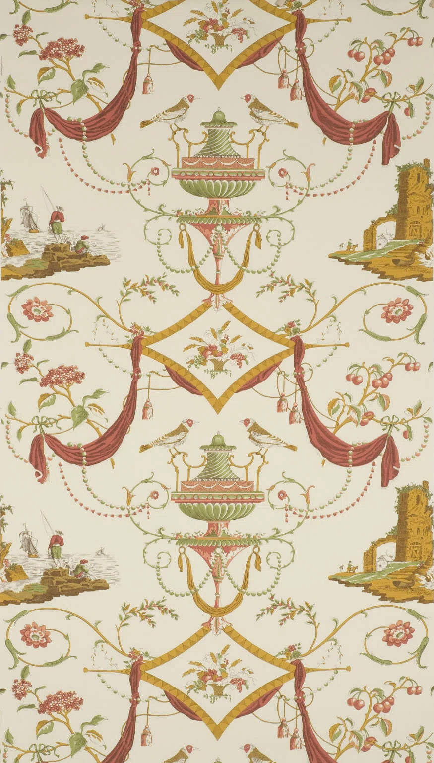 Wallpaper bazoches wallpaper in Corail amande