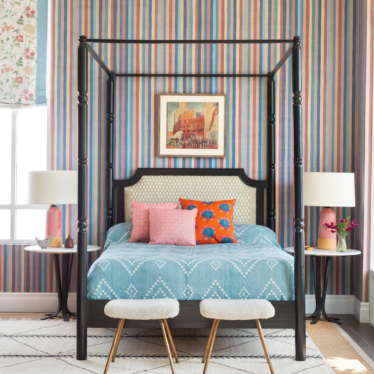 Jacob's Stripe Grasscloth Wallpaper by Peter Dunham - Multi