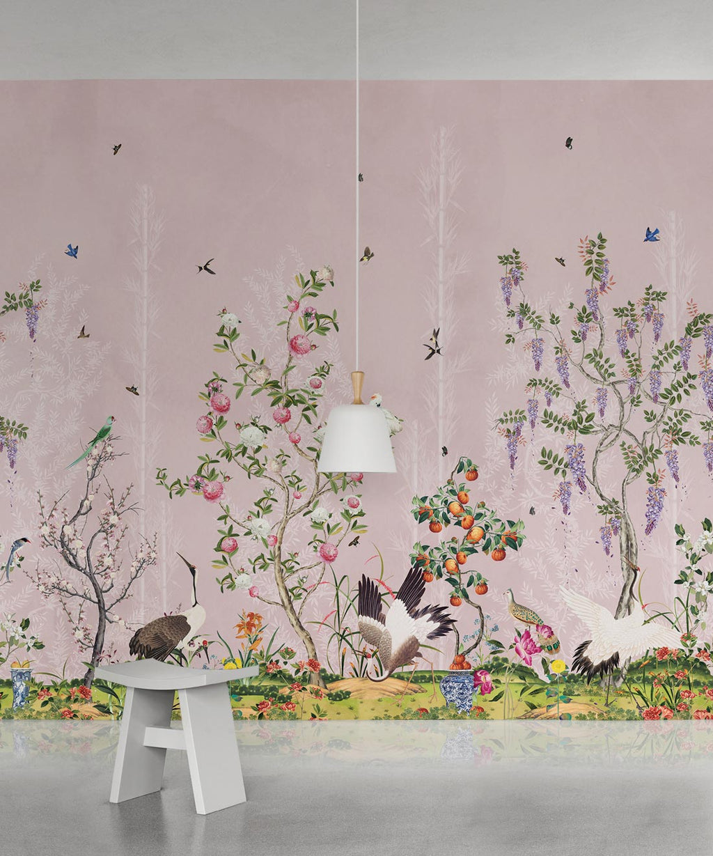 Oriental Garden Mural • Coral • Part 2 • Insitu