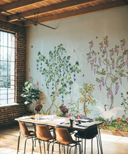 Load image into Gallery viewer, Oriental Garden Mural • Teal • Part 1 • Insitu