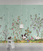 Load image into Gallery viewer, Oriental Garden Mural • Teal • Part 2 • Insitu