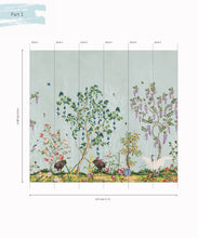 Load image into Gallery viewer, KH-Oriental-Garden-Mural-Teal-Part1-Mural-Map