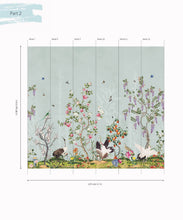 Load image into Gallery viewer, KH-Oriental-Garden-Mural-Teal-Part2-Mural-Map