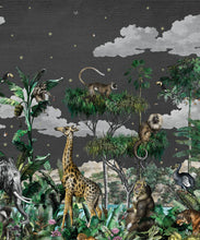 Load image into Gallery viewer, Etched Safari Mural • Animal Wallpaper • Night • Swatch