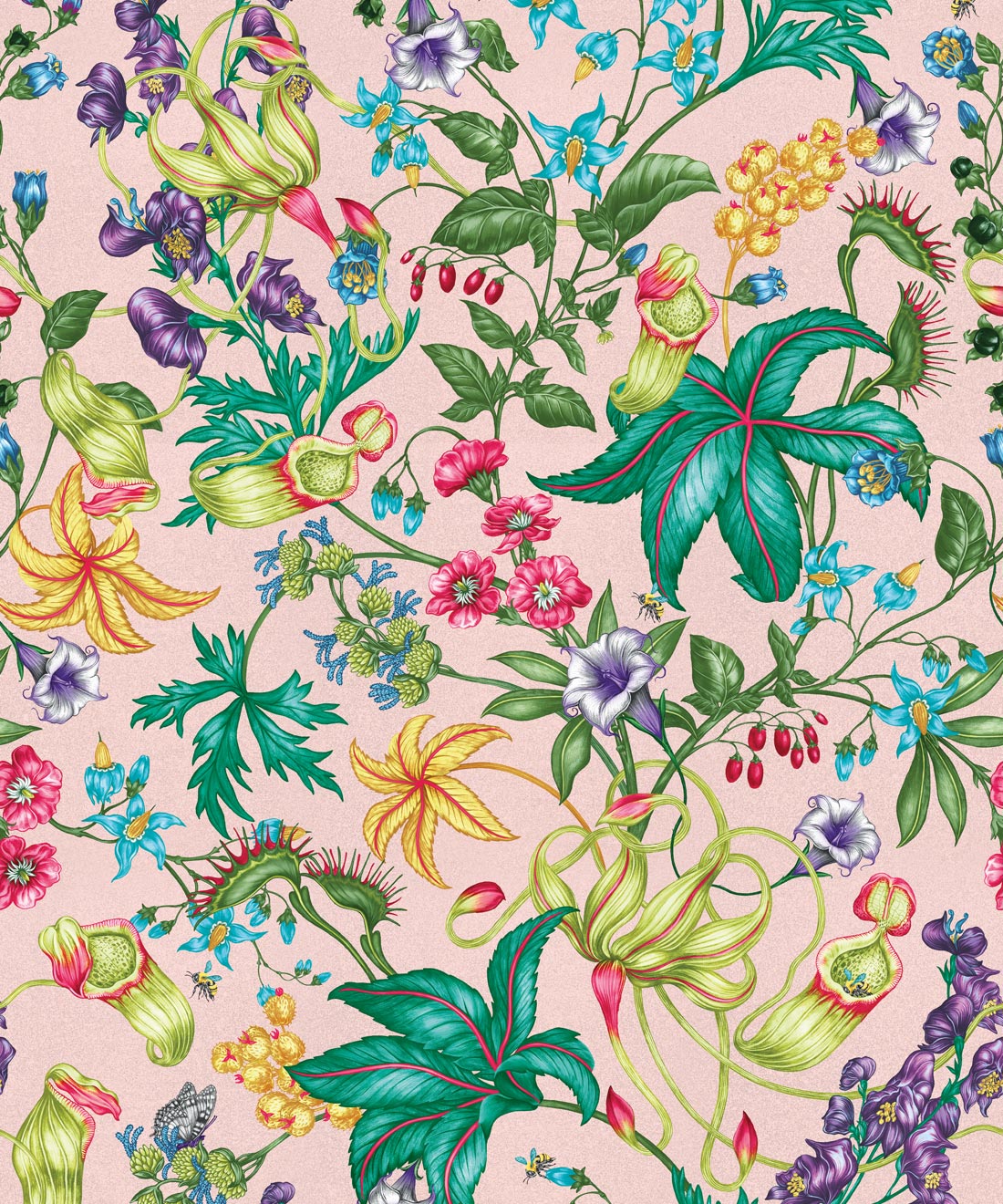 Magic Garden Collection by Kingdom Home - Alnwick Wallpaper - Colourway: Coral Blush - Swatch