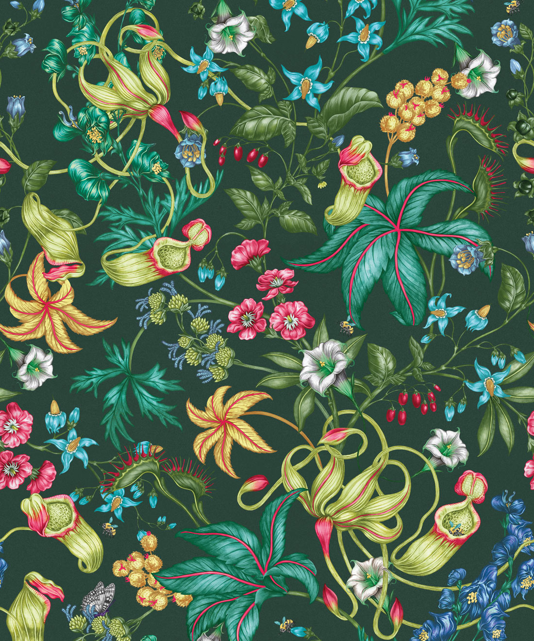 Magic Garden Collection by Kingdom Home - Alnwick Wallpaper - Colourway: Emerald Temple - Swatch