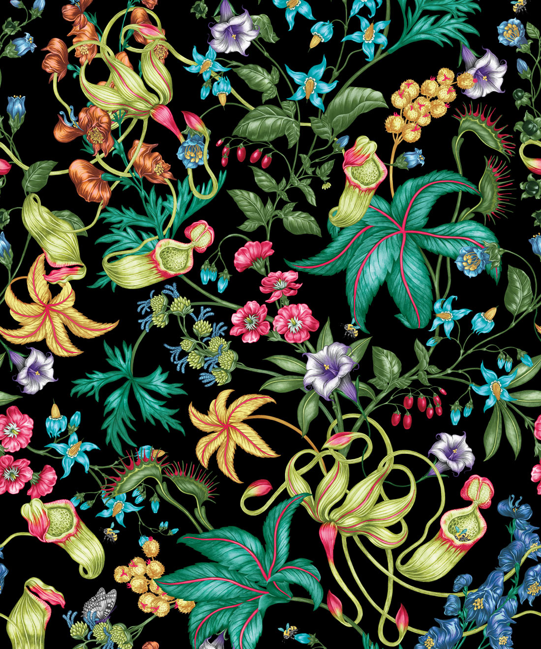 Magic Garden Collection by Kingdom Home - Alnwick Wallpaper - Colourway: Noir Garden - Swatch