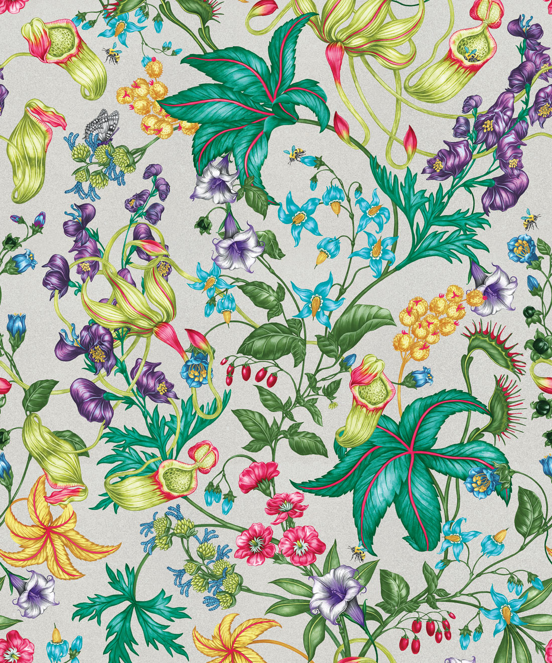 Magic Garden Collection by Kingdom Home - Alnwick Wallpaper - Colourway: Porcelain Veil- Swatch