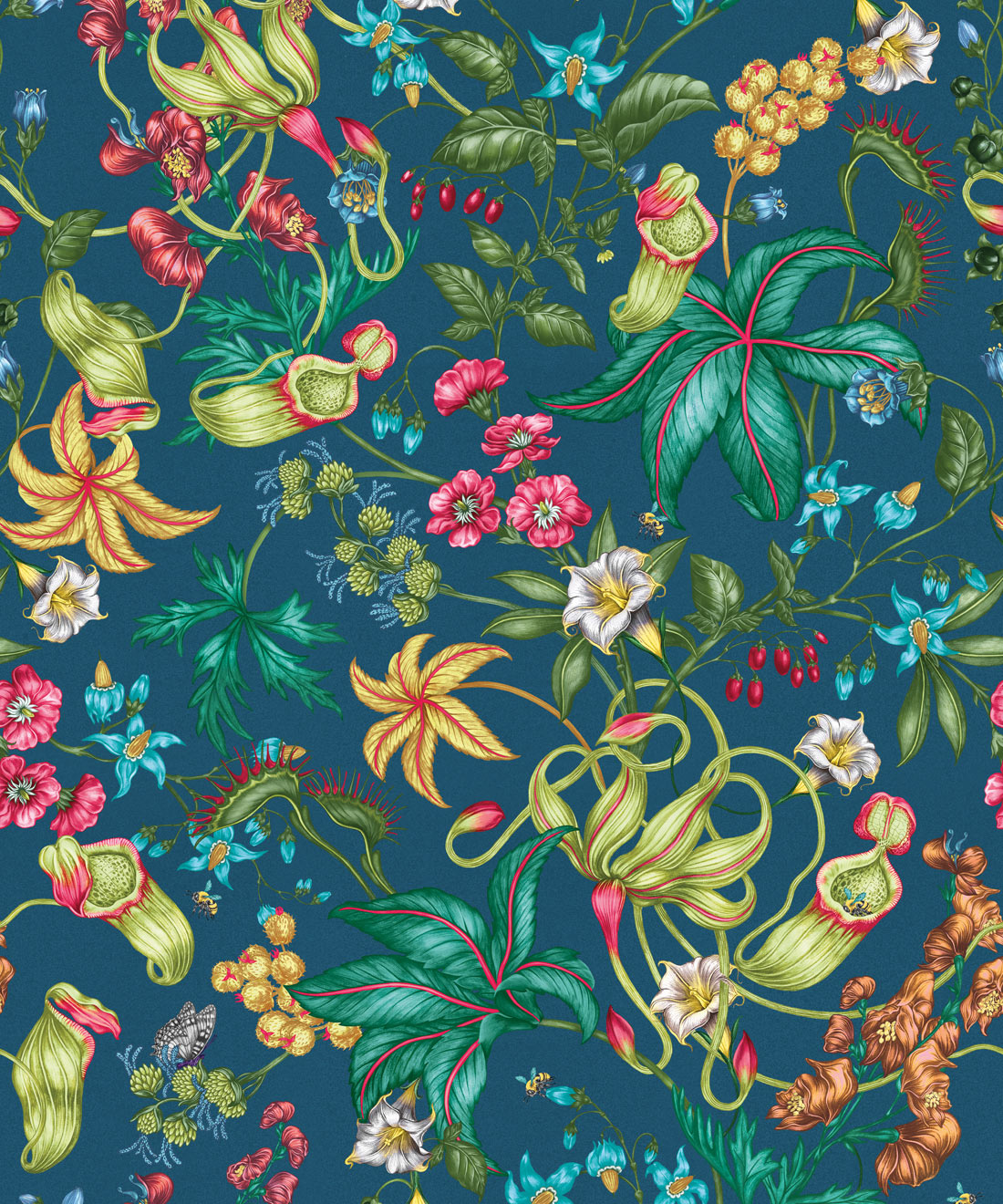 Magic Garden Collection by Kingdom Home - Alnwick Wallpaper - Colourway: Twilight Vine- Swatch