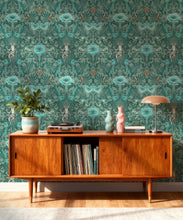 Load image into Gallery viewer, Magic Garden Collection by Kingdom Home - Green Magic Wallpaper - Colourway: Botanical Blaze - Insitu