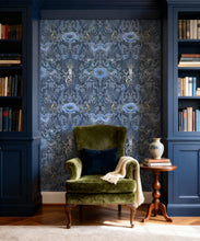 Load image into Gallery viewer, Magic Garden Collection by Kingdom Home - Green Magic Wallpaper - Colourway: Obsidian Fog - Insitu