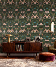 Load image into Gallery viewer, Magic Garden Collection by Kingdom Home - Green Magic Wallpaper - Colourway: Velvet High- Insitu