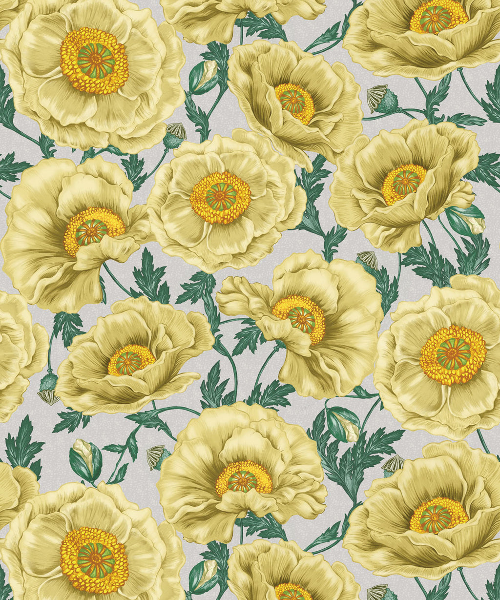 Magic Garden Collection by Kingdom Home - Papaver Wallpaper - Colourway: Amberlight- Swatch