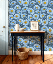 Load image into Gallery viewer, Magic Garden Collection by Kingdom Home - Papaver Wallpaper - Colourway: Chalk Indigo- Insitu