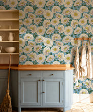 Load image into Gallery viewer, Magic Garden Collection by Kingdom Home - Papaver Wallpaper - Colourway: Pale Horizon - Insitu