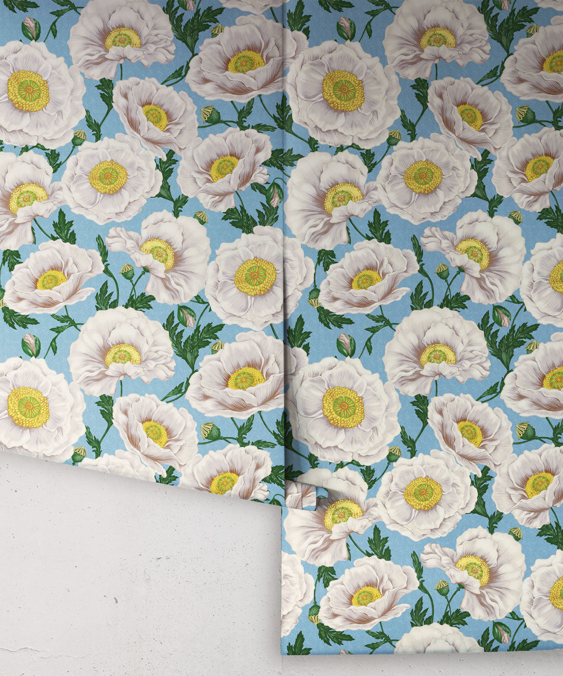 Magic Garden Collection by Kingdom Home - Papaver Wallpaper - Colourway: Pale Horizon - Roll