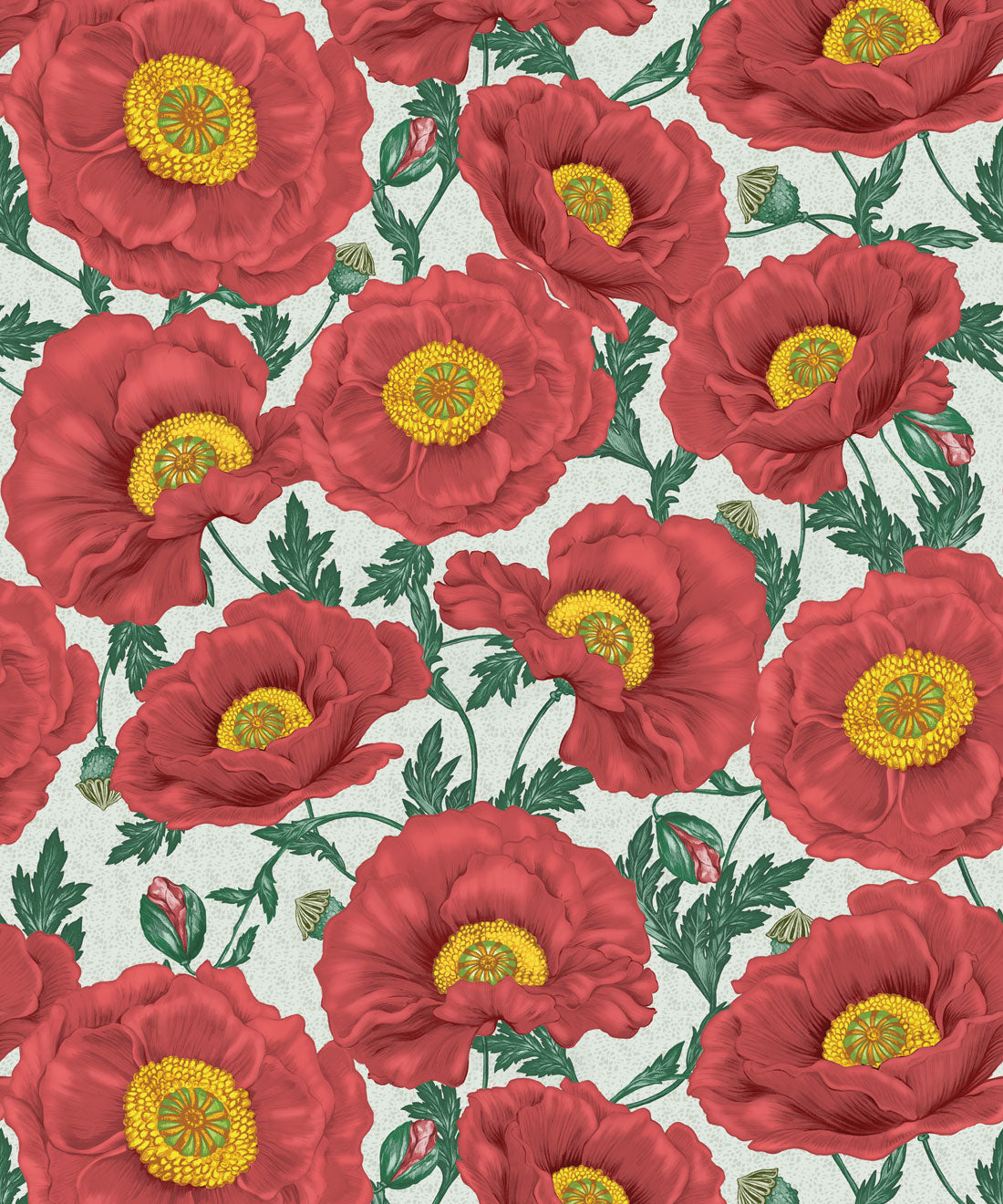 Magic Garden Collection by Kingdom Home - Papaver Wallpaper - Colourway: Vermilion Grove - Swatch