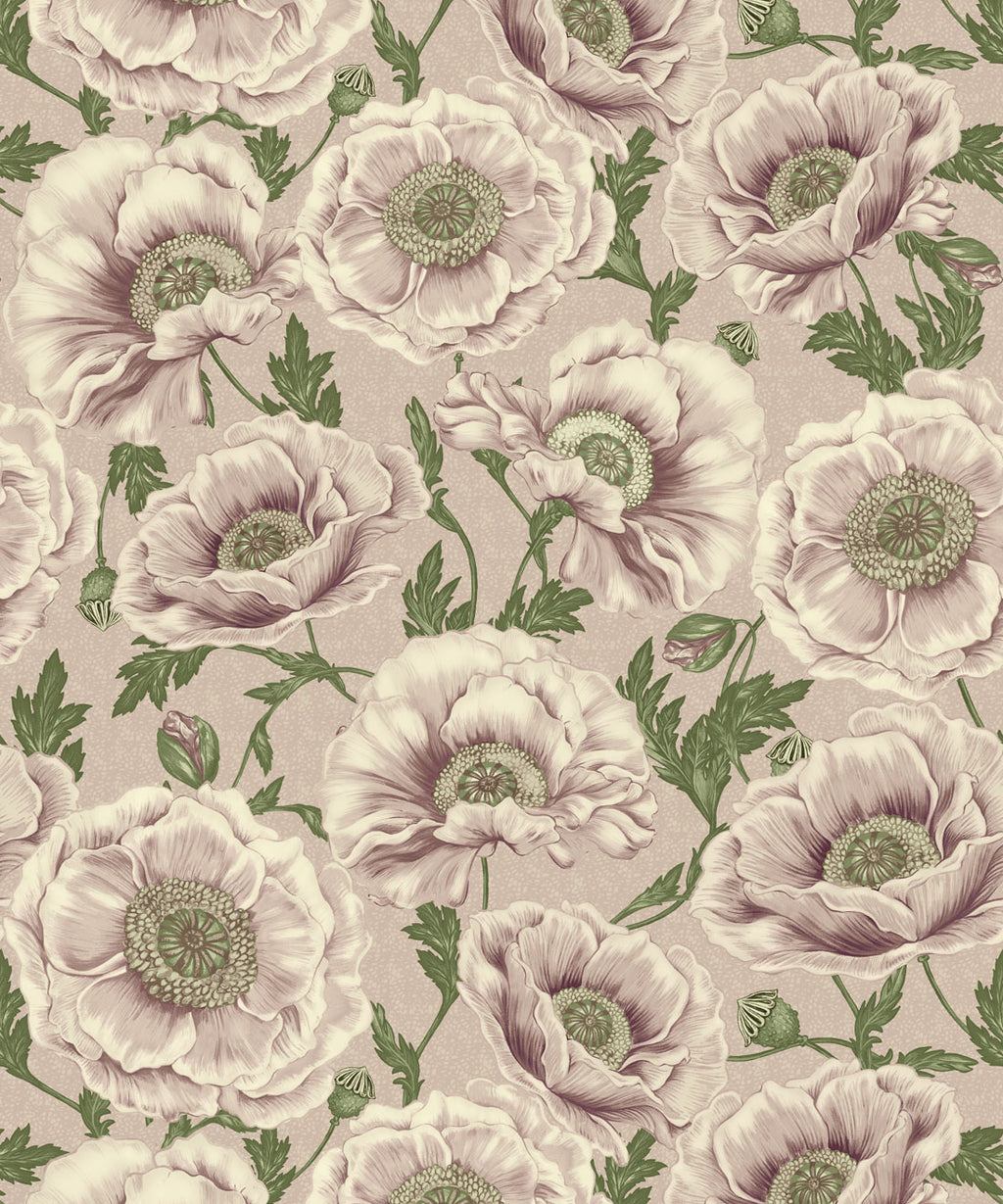 Magic Garden Collection by Kingdom Home - Papaver Wallpaper - Colourway: Vintage Lilac - Swatch