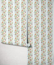 Load image into Gallery viewer, Maya Rose Wallpaper - Colourway: Sky Blue - Roll