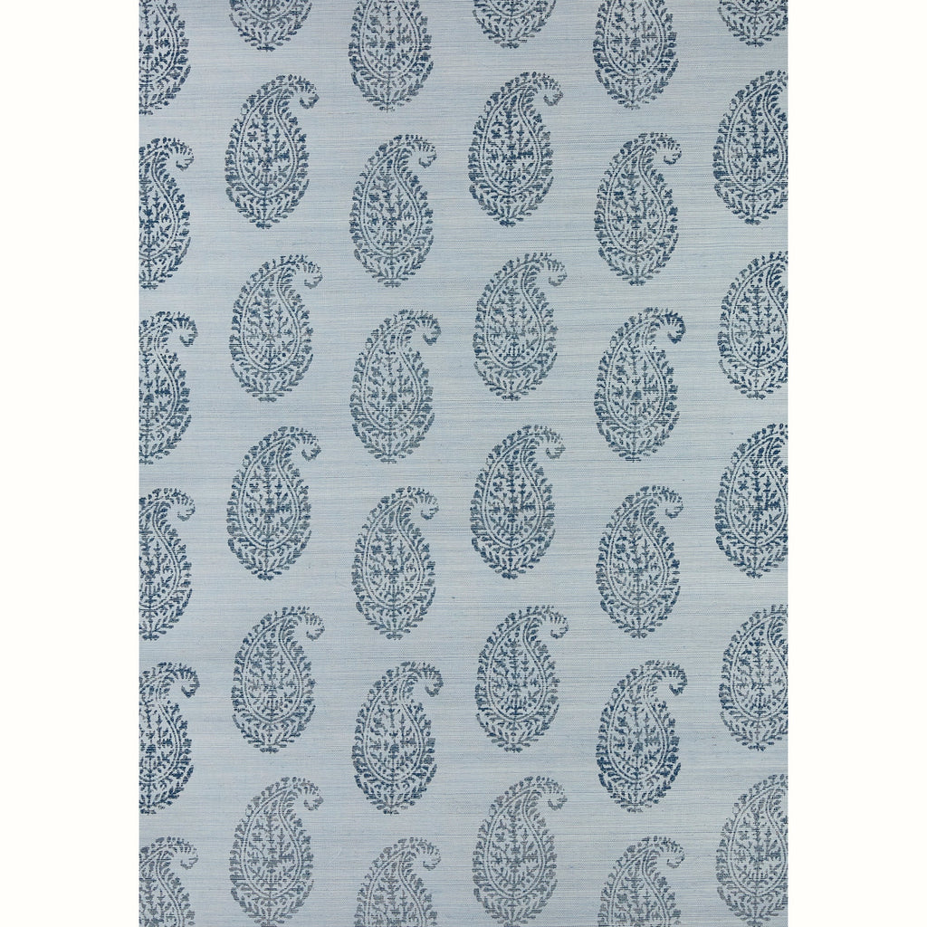 Kashmir Paisley Grasscloth Wallpaper by Peter Dunham - Sky/Red